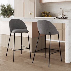 Lot de 2 chaises pour îlot central 66 cm en tissu chiné gris foncé - karl