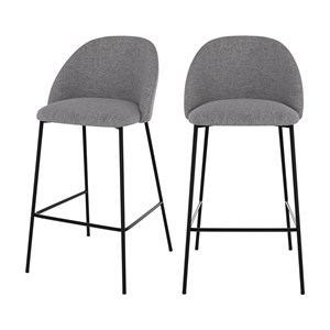 Lot de 2 chaises pour îlot central 66 cm en tissu chiné gris foncé - karl