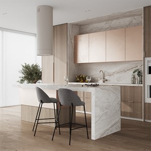 Lot de 2 chaises pour îlot central 66 cm en tissu chiné gris foncé - karl