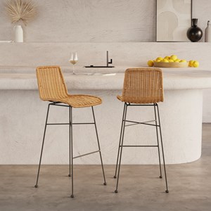 Lot de 2 chaises de bar mi-hauteur 63 cm en résine tressée marron - mandya