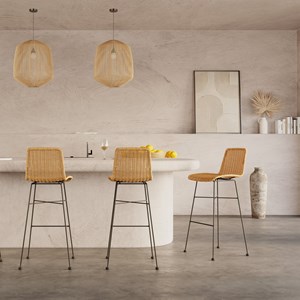 Lot de 2 chaises de bar mi-hauteur 63 cm en résine tressée marron - mandya