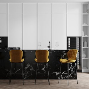 Lot de 2 chaises de bar en velours jaune curry 75 cm - mazzia