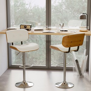 Chaise de bar réglable en pu blanc 65-86 cm - melchior