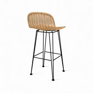 Lot de 2 chaises de bar 76 cm en résine tressée marron - jigani