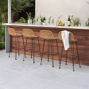 Lot de 2 chaises de bar 76 cm en résine tressée marron - jigani