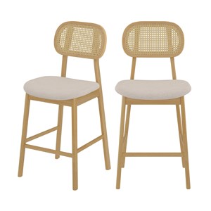 Lot de 2 chaises pour îlot central 64,5 cm en tissu beige - maria