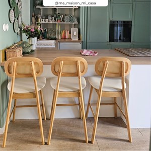 Lot de 2 chaises pour îlot central 64,5 cm en tissu beige - maria