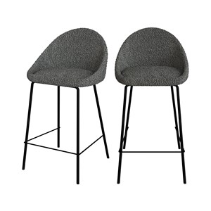 Lot de 2 chaises pour îlot central 65 cm en tissu bouclette gris - misty