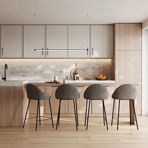 Lot de 2 chaises pour îlot central 65 cm en tissu bouclette gris - misty