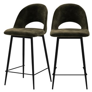Lot de 2 chaises pour îlot central 65 cm en velours vert - pénélope