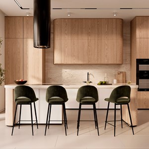 Lot de 2 chaises pour îlot central 65 cm en velours vert - pénélope