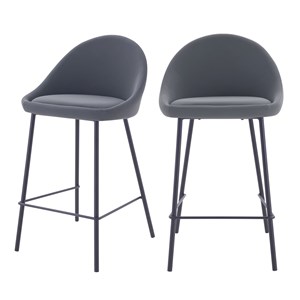 Lot de 2 chaises pour îlot central 65 cm en cuir synthétique gris - misty