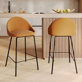 Lot de 2 chaises pour îlot central 65 cm en cuir synthétique cannelle - misty
