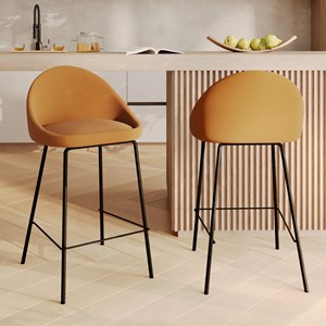 Lot de 2 chaises pour îlot central 65 cm en cuir synthétique cannelle - misty