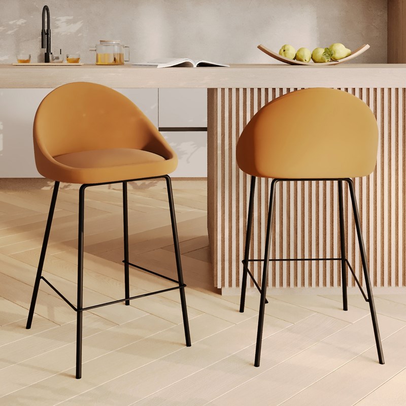 Rendez-vous Déco - Lot de 2 chaises pour îlot central 65 cm en cuir synthétique cannelle - misty