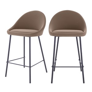 Lot de 2 chaises pour îlot central 65 cm en cuir synthétique marron - misty