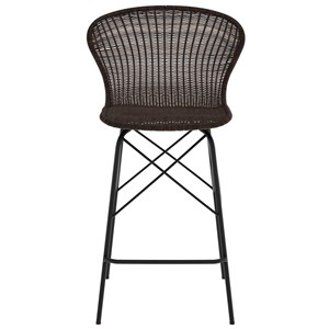 Lot de 2 chaises pour îlot central 63 cm en résine tressée marron - palma