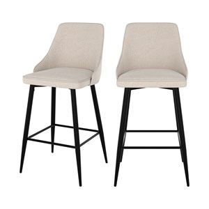 Lot de 2 chaises pour îlot central 66,5 cm en tissu beige - pipo