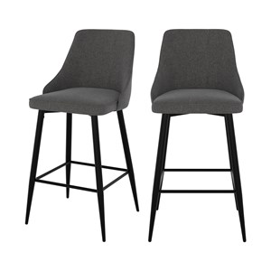 Lot de 2 chaises pour îlot central 66,5 cm en tissu gris foncé - pipo