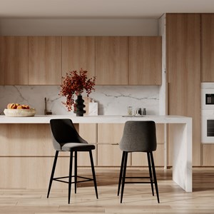 Lot de 2 chaises pour îlot central 66,5 cm en tissu gris foncé - pipo