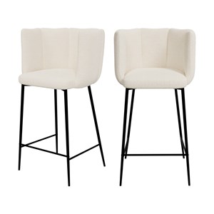 Lot de 2 chaises pour îlot central 67 cm en tissu bouclé beige - rosy