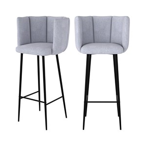 Lot de 2 chaises de bar en tissu gris clair 75 cm - rosy