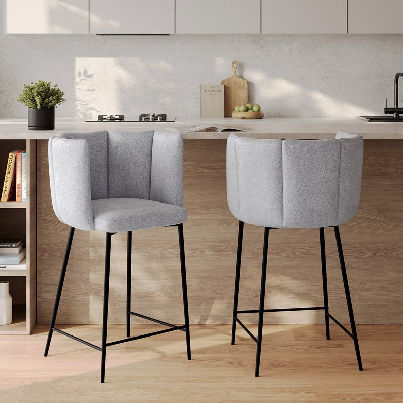 Rendez-vous Déco - Lot de 2 chaises pour îlot central 67 cm en tissu gris clair - rosy