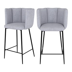 Lot de 2 chaises pour îlot central 67 cm en tissu gris clair - rosy