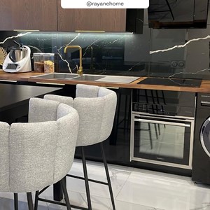 Lot de 2 chaises pour îlot central 67 cm en tissu gris clair - rosy