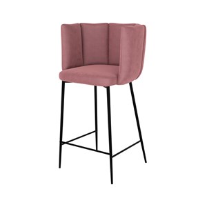 Lot de 2 chaises pour îlot central 67 cm en velours vieux rose - rosy