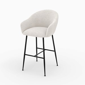 Chaise de bar en tissu blanc chiné 76 cm - socky