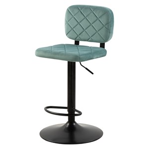 Lot de 2 chaises de bar réglables 60&nbsp;81 cm en velours vert d'eau - viktor