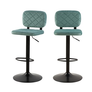 Lot de 2 chaises de bar réglables 60&nbsp;81 cm en velours vert d'eau - viktor
