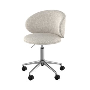 Chaise de bureau pivotante et réglable en tissu bouclé blanc - aurore