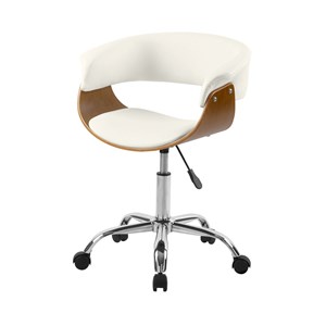 Chaise de bureau pivotante en bois et pu blanc - basile