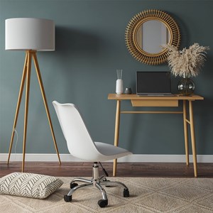 Chaise de bureau blanche sur roulettes - skandi