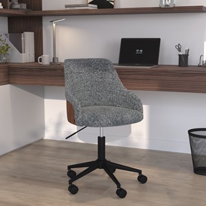 Chaise de bureau pivotante et réglable en tissu gris - ninon