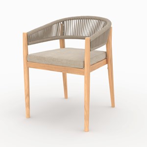 Chaise de jardin en tissu beige et bois d'acacia - izïa