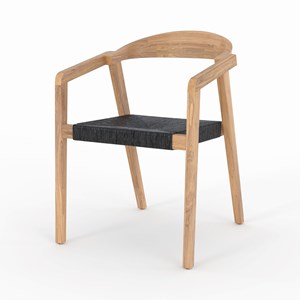 Chaise de jardin en bois de teck recyclé et rotin synthétique - malio