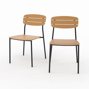 Lot de 2 chaises de jardin en résine synthétique - taya