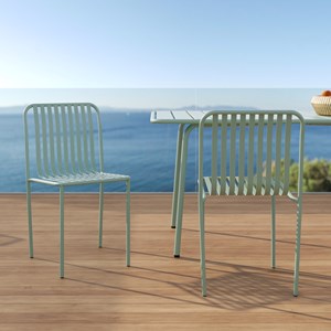 Lot de 2 chaises de jardin en métal vert clair - yumi