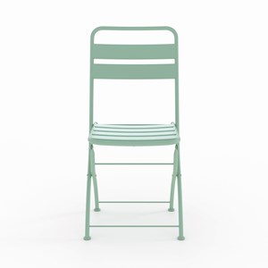 Lot de 2 chaises de jardin en métal vert clair, pliantes - yumi