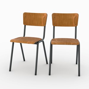 Lot de 2 chaises écolier empilables en bois foncé - clem
