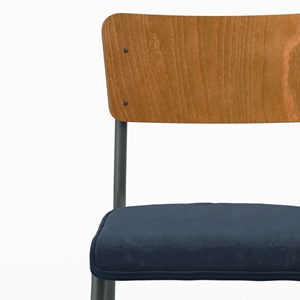 Lot de 2 chaises en bois foncé et velours bleu - nico