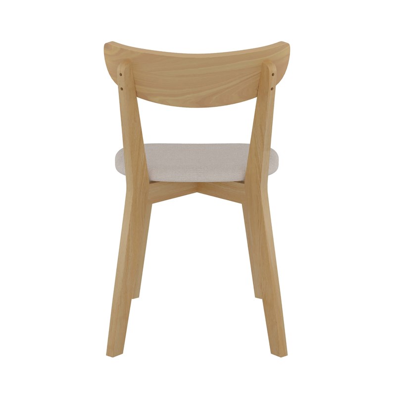 Lot de 2 chaises en tissu beige et bois de frêne - tabata