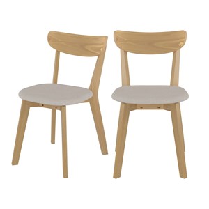 Lot de 2 chaises en tissu beige et bois de frêne - tabata
