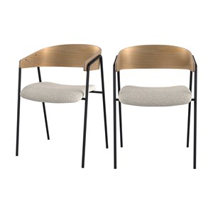 Lot de 2 chaises en tissu bouclé blanc et bois de chêne - esmée