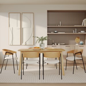 Lot de 2 chaises en tissu bouclé blanc et bois de chêne - esmée