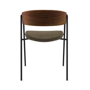 Lot de 2 chaises en velours vert kaki et bois de noyer - esmée