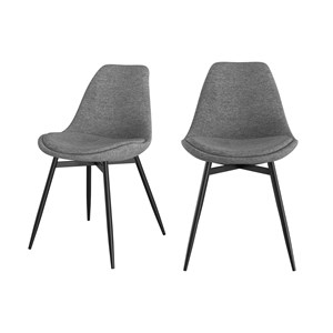 Lot de 2 chaises en tissu gris foncé chiné et pieds en métal - filipi